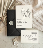 Zestawy Próbkowe próbki zaproszeń zestaw próbkowy zaproszeń na ślub nowoczesne zaproszenia slubne z czarną kopertą, proste zaproszenia na ślub, delikatne zaproszenia slubne2