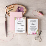 Zaproszenia ślubne Rustykalne i Natura pastelowe zaproszenia ślubne robione na zamówienie w stylu rustykalnym z pięknymi kwiatami peonii2