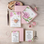 Zaproszenia ślubne Rustykalne i Natura pastelowe zaproszenia ślubne robione na zamówienie w stylu rustykalnym z pięknymi kwiatami peonii3