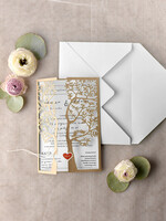 Zaproszenia ślubne Rustykalne i Natura Niezwykłe zaproszenia ślubne w stylu rustykalnym laserowo wycinanym drzewem, zaproszenie  na ślub drzewko laserowe0