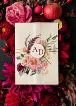 Zaproszenia ślubne Rustykalne i Natura Boho Jesienne Zaproszenia Ślubne Bordo Kwiaty  Zaproszenia na Rustykalny Ślub Boho Kwiaty  Zaproszenie na Ślub 3