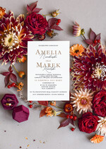 Zaproszenia ślubne Rustykalne i Natura Boho Jesienne Zaproszenia Ślubne Bordo Kwiaty  Zaproszenia na Rustykalny Ślub Boho Kwiaty  Zaproszenie na Ślub 6