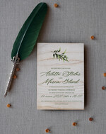 Zaproszenia ślubne Rustykalne i Natura rustykalne zaproszenia ślubne drewniane zaproszenie z eukaliptusem i koperta butelkowa zieleń3