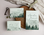 Zaproszenia ślubne Rustykalne i Natura rustykalne zaproszenia ślubne, zaproszenia z lasem w stylu rustykalnym, zielone zaproszenia slubne, zaproszenia z kopertą i bilecikami2