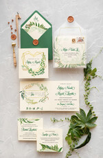 Zaproszenia ślubne Rustykalne i Natura rustykalne zaproszenia ślubne z motywem roślinnym i geometrycznym wzorem0