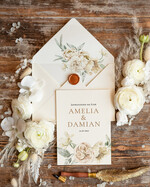 Zaproszenia ślubne Rustykalne i Natura Rustykalne Zaproszenia Ślubne Boho Róże  Zaproszenia na Rustykalny Ślub Boho Kwiaty  Zaproszenie na Ślub 1