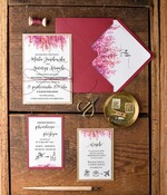 Zaproszenia ślubne Rustykalne i Natura modne bordowe zaproszenia weselne rustykalne i nowoczesne w ekologicznym stylu  1