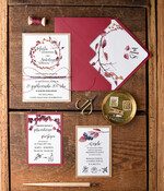 Zaproszenia ślubne Rustykalne i Natura  bordowe zaproszenia ślubne w stylu rustykalnym  0