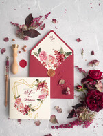 Zaproszenia ślubne Rustykalne i Natura rustykalne bordowe zaproszenia ślubne, boho kwiaty zaproszenie na ślub bordo koperta 3