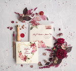 Zaproszenia ślubne Rustykalne i Natura rustykalne bordowe zaproszenia ślubne, boho kwiaty zaproszenie na ślub bordo koperta 5