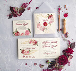 Zaproszenia ślubne Rustykalne i Natura rustykalne bordowe zaproszenia ślubne, boho kwiaty zaproszenie na ślub bordo koperta 6