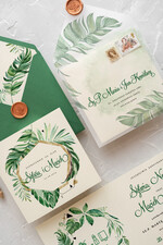 Zaproszenia ślubne Rustykalne i Natura rustykalne zaproszenia ślubne z motywem roślinnym i geometrycznym wzorem1