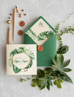 Zaproszenia ślubne Rustykalne i Natura rustykalne zaproszenia ślubne z motywem roślinnym i geometrycznym wzorem4