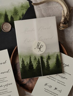 Zaproszenia ślubne Rustykalne i Natura niepowtarzalne zaproszenia ślubne, rustykalne ekologiczne na letnie wesele, zaproszenia z grafiką lasu, zaproszenia slubne z kalką 2