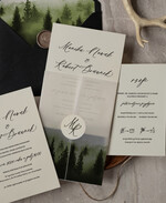 Zaproszenia ślubne Rustykalne i Natura niepowtarzalne zaproszenia ślubne, rustykalne ekologiczne na letnie wesele, zaproszenia z grafiką lasu, zaproszenia slubne z kalką 3