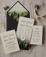 Zaproszenia ślubne Rustykalne i Natura niepowtarzalne zaproszenia ślubne, rustykalne ekologiczne na letnie wesele, zaproszenia z grafiką lasu, zaproszenia slubne z kalką 4