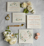 Zaproszenia ślubne Rustykalne i Natura Rustykalne Zaproszenia Ślubne Boho Róże  Zaproszenia na Rustykalny Ślub Boho Kwiaty  Zaproszenie na Ślub 1