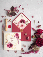 Zaproszenia ślubne Rustykalne i Natura rustykalne zaproszenia ślubne bordowe geometryczne serce bordo kwiaty zaproszenie na ślub na ślub cywilny i nie tylko3