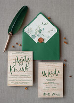 Zaproszenia ślubne Rustykalne i Natura drewaniane zaproszenia ślubne rustykalne zaproszenie na ślub zielona koperta eukaliptus0