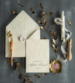 Zaproszenia ślubne Rustykalne i Natura Proste zaproszenia ślubne Kremowe Tłoczone Listki Składane Minimalistyczne Zaproszenia na Ślub Klasyczne Zaproszenie na ślub Cywilny2