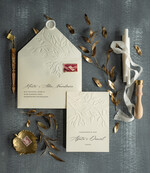 Zaproszenia ślubne Rustykalne i Natura Proste zaproszenia ślubne Kremowe Tłoczone Listki Składane Minimalistyczne Zaproszenia na Ślub Klasyczne Zaproszenie na ślub Cywilny3