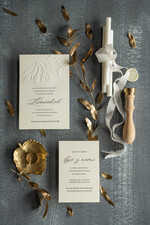 Zaproszenia ślubne Rustykalne i Natura Proste zaproszenia ślubne Kremowe Tłoczone Listki Składane Minimalistyczne Zaproszenia na Ślub Klasyczne Zaproszenie na ślub Cywilny7