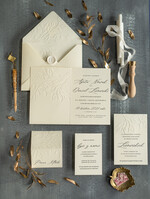 Zaproszenia ślubne Rustykalne i Natura Proste zaproszenia ślubne Kremowe Tłoczone Listki Składane Minimalistyczne Zaproszenia na Ślub Klasyczne Zaproszenie na ślub Cywilny0