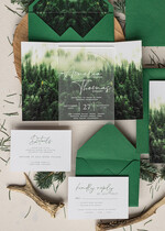 Zaproszenia ślubne Rustykalne i Natura zaproszenia ślubne z satynowej pleksy, zielone zaproszenia na ślub, eleganckie zaproszenia z pleksy, zaproszenia na slub satynowe szkło5