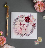 Zaproszenia ślubne Rustykalne i Natura Rustykalne Zaproszenia Ślubne Boho Róże  Zaproszenia na Rustykalny Ślub Boho Kwiaty  Zaproszenie na Ślub 3