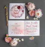 Zaproszenia ślubne Rustykalne i Natura Rustykalne Zaproszenia Ślubne Boho Róże  Zaproszenia na Rustykalny Ślub Boho Kwiaty  Zaproszenie na Ślub 0
