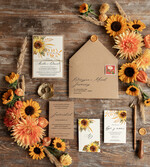 Zaproszenia ślubne Rustykalne i Natura Rustykalne  zaproszenia ślubne, Jesienne Słoneczniki zaproszenie ślubne Nowoczesne zaproszenie na ślub ze słonecznikami2