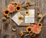 Zaproszenia ślubne Rustykalne i Natura Rustykalne  zaproszenia ślubne, Jesienne Słoneczniki zaproszenie ślubne Nowoczesne zaproszenie na ślub ze słonecznikami4