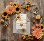Zaproszenia ślubne Rustykalne i Natura Rustykalne  zaproszenia ślubne, Jesienne Słoneczniki zaproszenie ślubne Nowoczesne zaproszenie na ślub ze słonecznikami5