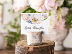 Winietki Boho/etno/pióra ozdobne winietki na ślub wizytówki dla gości weselnych0