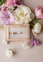 Pudełka Szkatułki na Obrączki szkatułki rustykalna  szkatułka  pudełko na obrączki ślubne przezroczyste wieczko wasze imiona i data  3