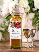 Zawieszki na butelki boho/etno/pióra etykiety na wódkę weselną, boho smieszna tresc0