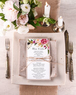 Menu boho ślubne menu z planem podawania dań wesenych, w stylu boho wasza treść0