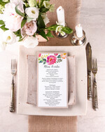 Menu boho weselne menu karta potraw weselnych, boho kwiaty wasze imiona0