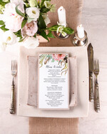 Menu boho menu weselne na stoły karta dań weselnych, boho kwiaty wasze imiona1