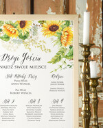 Plany stołów Plakaty Boho plansza powitanie gości i plan stołów w jednym, boho styl romantyczne kwiaty1