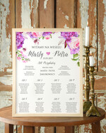 Plany stołów Plakaty Boho plansza powitanie gości i plan stołów w jednym, boho styl kolorowe kwiaty0