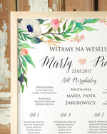 Plany stołów Plakaty Boho plansza weselna plan stołów weselnych, w stylu boho romantyczne kwiaty\\1