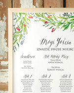 Plany stołów Plakaty Boho plansza powitanie gości i plan stołów w jednym, plakaty boho kwiaty eteryczne1