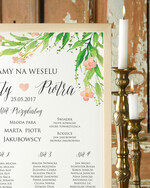 Plany stołów Plakaty Boho plansza weselna plan stołów weselnych, boho styl kolorowe kwiaty1