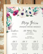 Plany stołów Plakaty Boho tablica z planem stołów na wesele plan stołów weselnych, w stylu boho romantyczne kwiaty\\1