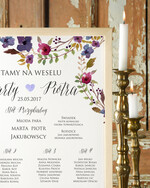 Plany stołów Plakaty Boho plansza weselna plan stołów weselnych, boho styl romantyczne kwiaty1