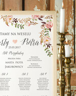 Plany stołów Plakaty Boho powitanie i usadzenie gości plan stołów weselnych, boho styl romantyczne kwiaty1