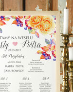 Plany stołów Plakaty Boho powitanie i usadzenie gości plan stołów weselnych, boho styl kolorowe kwiaty1