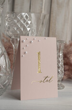 Numery na stół Glamour numerki na stoliki ślubne, złoto klasyczna elegancja w stylu glamou, numerki na stoły weselne z perełkami, złoto rózowe numery na stół 0