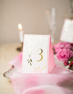 Numery na stół Glamour usadzenie gości numery na stół weselny, zlocone klasyczna elegancja2